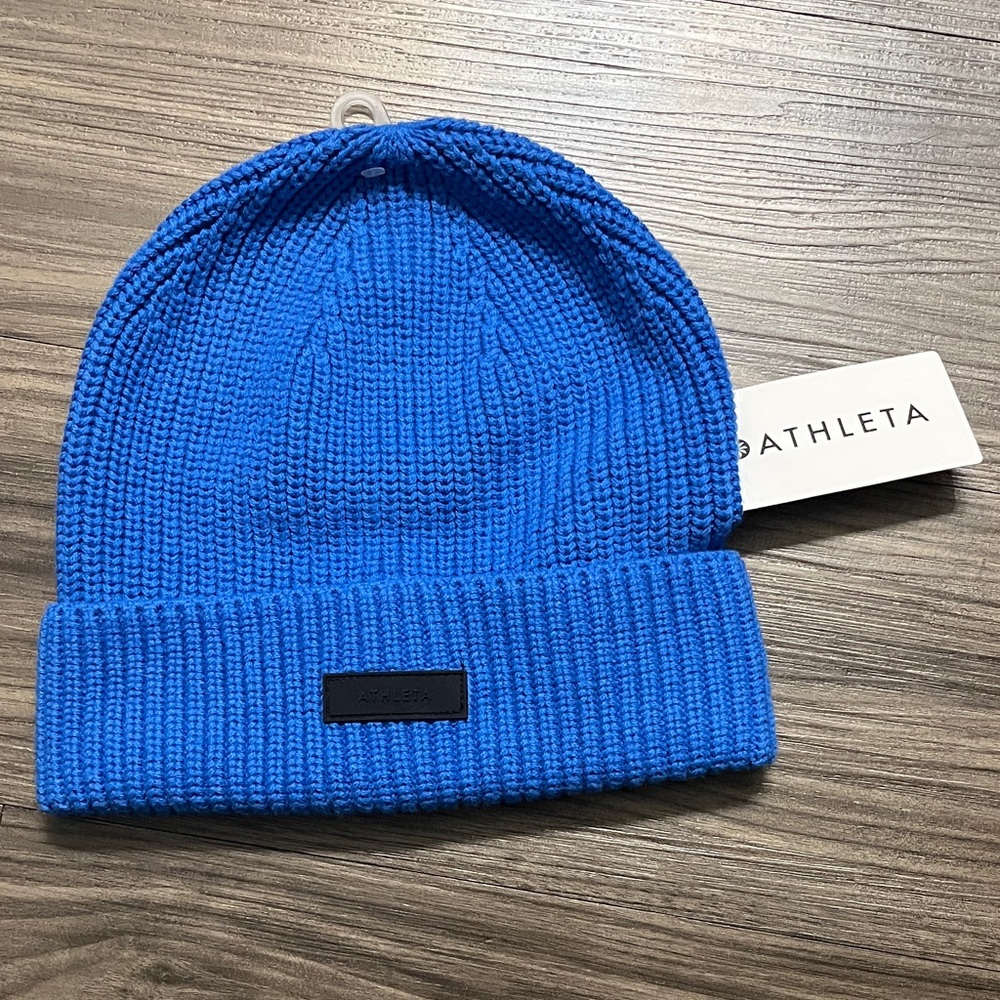 Athleta Vibrant Blue Cozy Hour Knit Beanie